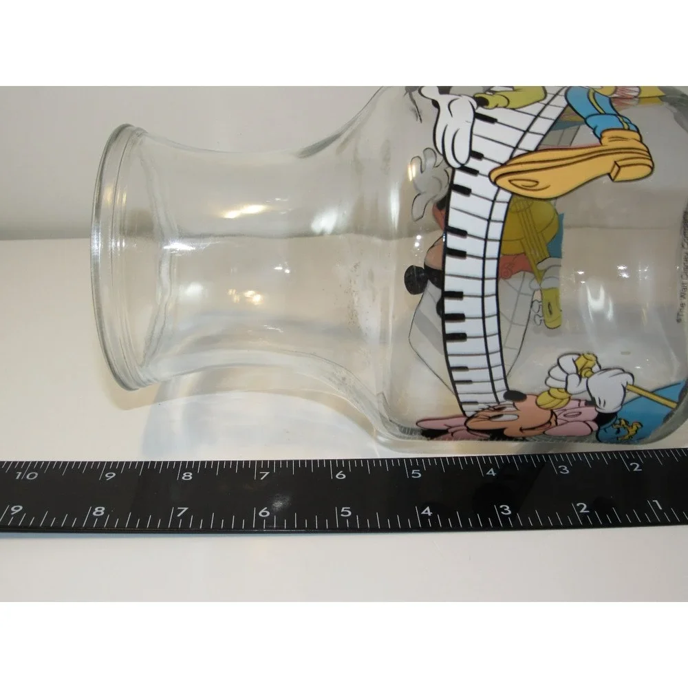 Disney‎ Mickey Minnie Goofy Glass Pitcher Musical Design Vintage